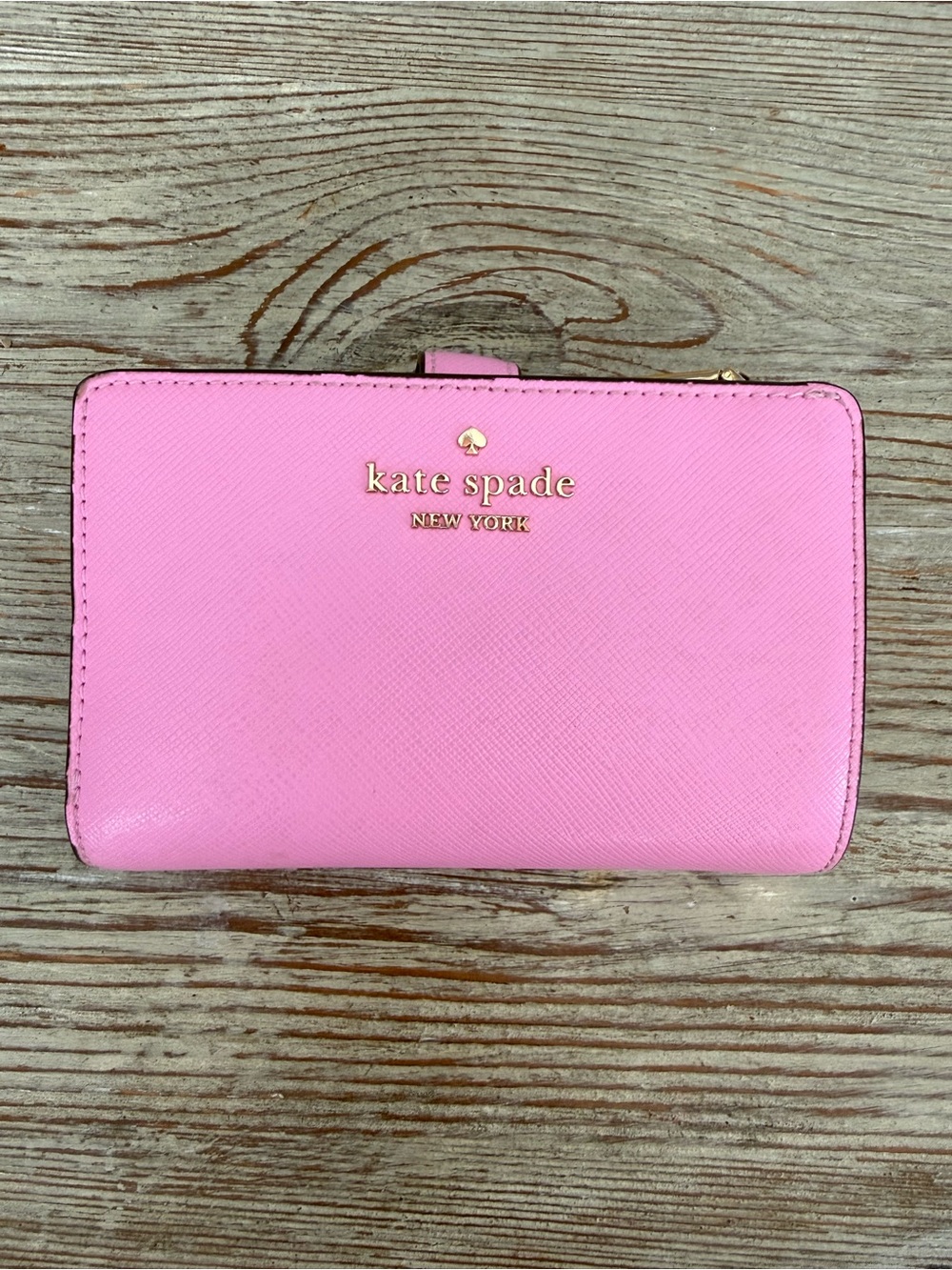 Kate Spade Madison Medium Bi-fold Pink Wallet with Gold Logo